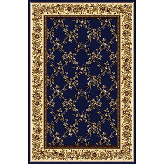 Radici Usa Noble Area Rug 1427 Navy Blue Floral Country 7' 9" x 11' 6" Rectangle