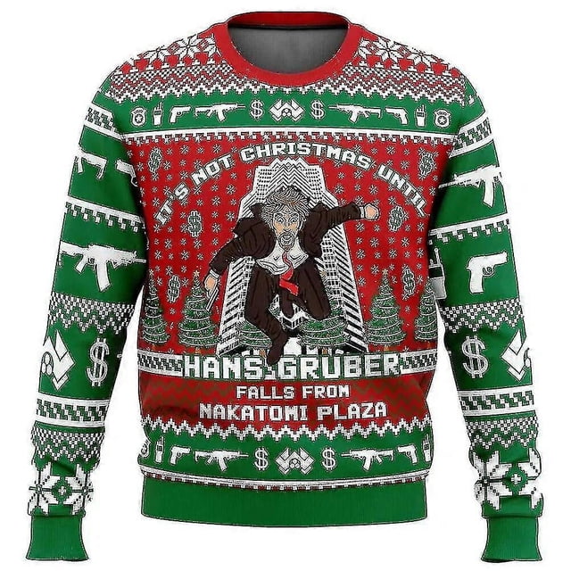 Hans Gruber Fall Nakatomi Plaza Die Hard Ugly Christmas Sweater Gift Santa Claus Pullover Men 3d Swe-yvan