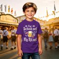 thumbnail image 2 of Kids Oktoberfest Print Short Sleeve T-Shirt For Schnitzel My Nitzel Mug Sausage Graphic Tee Classic Crew Neck Casual Summer Top for Festival Daily Wear(Purple,2-3 Years), 2 of 4