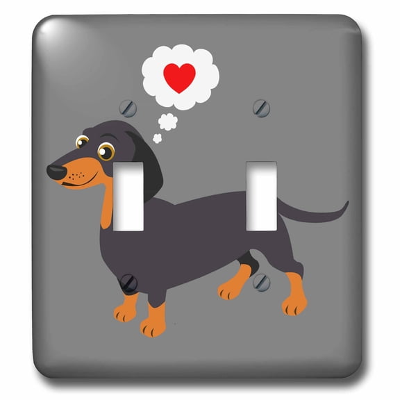 3dRose, Dachshund Loves You Black and Tan Doxie, double toggle switch
