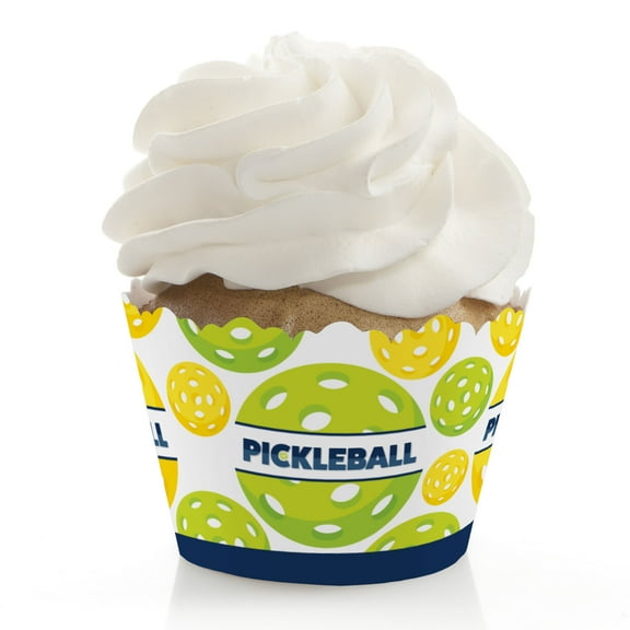 Big Dot of Happiness Let’s Rally - Pickleball - Birthday or Retirement Party Decorations - Party Cupcake Wrappers - Set of 12