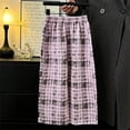thumbnail image 4 of WPPGONE Girls Plaid Wide Leg Pants Elastic Waist Lightweight Breathable Trousers Relaxed Fit Flowy Culottes Casual Summer Beach Party Wear Tween Big Kids Palazzo Pants, 4 of 5