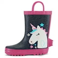 thumbnail image 5 of Kushyshoo Rubber Kids Rain Boots Navy Unicorn Rain Boots for Big Girls Sizes 3, 5 of 5