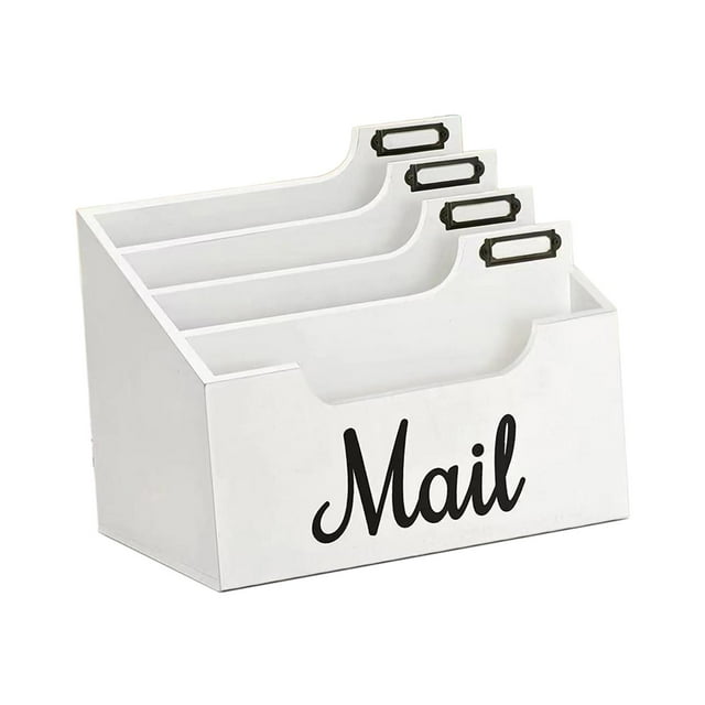 Organizador de correo, clasificador de cartas para mostrador, cesta rústica de gran capacidad para correo, organizador de sobres para facturas,