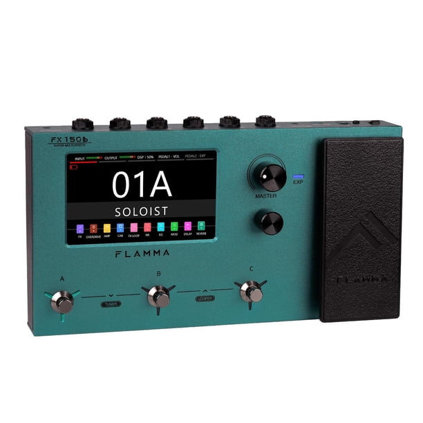 Pedal Multiefectos Flamma FX150B Negro con Visualización Táctil y Batería Integrada para Guitarra El
