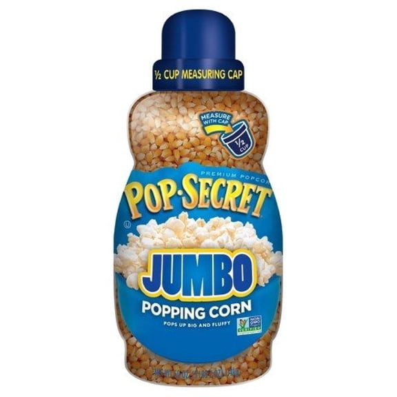 Pop Secret Big and GP27 Fluffy Jumbo Popping Corn (30 oz Jar) Free 1/2 Cup Measuring Cup