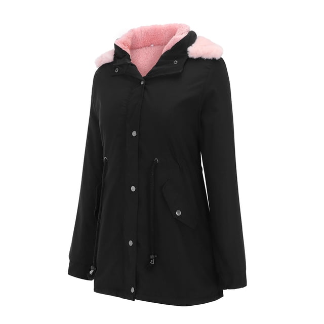 Women Solid Color Coat Button Down Overcoat Fluffy Jacket Windproof Outer Coat Long Sleeve Cardigan Warm Winter Overcoat