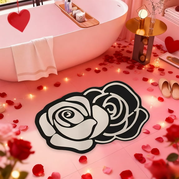 Flower Shape Bath Mat Diatom Mud Absorbent Rug Non-Slip Bathroom Carpet for Kitchen Door Entrance Washable Decor(B)