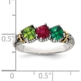 thumbnail image 4 of 14K/Silver Two-Tone Sterling Silver & 14K Three-Stone And Diamond Mother's Ring Semi-Mount (Size 6) Made In Thailand qmr29/3-6, 4 of 5