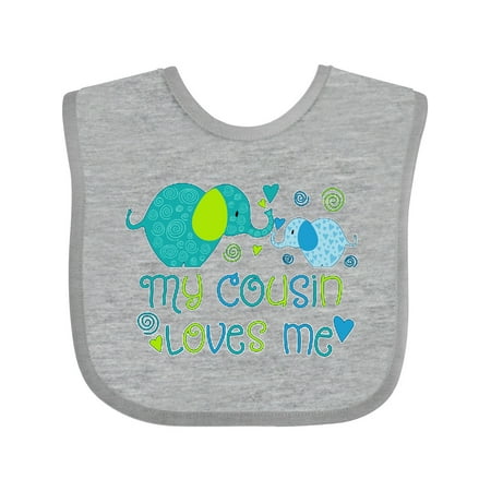 

Inktastic My Cousin Loves Me- Cute Elephants Gift Baby Boy or Baby Girl Bib