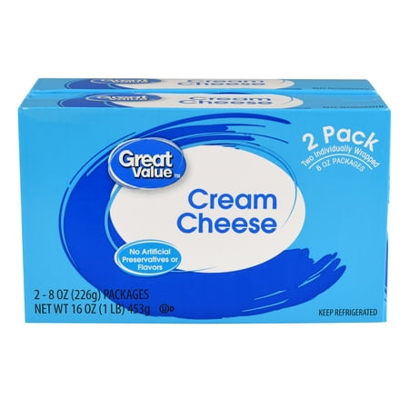 Great Value Cream Cheese, 8 oz, 2 count