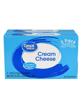 Great Value Cream Cheese, 8 oz, 2 Count