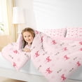 thumbnail image 4 of Homewish Cute Cartoon Bow Knot Full Size Comforter Sets,Kawaii Flower Daisy Bedding Comforter Set,Pink Heart Print Bedding Sets For Kids,Breathable Home Decor Reversible,3 Pieces, 4 of 8