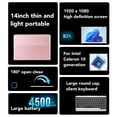 thumbnail image 4 of Ordinateur Portable HD 14 Pouces, Ordinateur Portable Or Rose, Processeur Quad Core Intel, 8 Go RAM, BT 4.2, WiFi, Interface Multimédia HD, Webcam, Windows 11, pour Vidéoconférence, 4 of 7