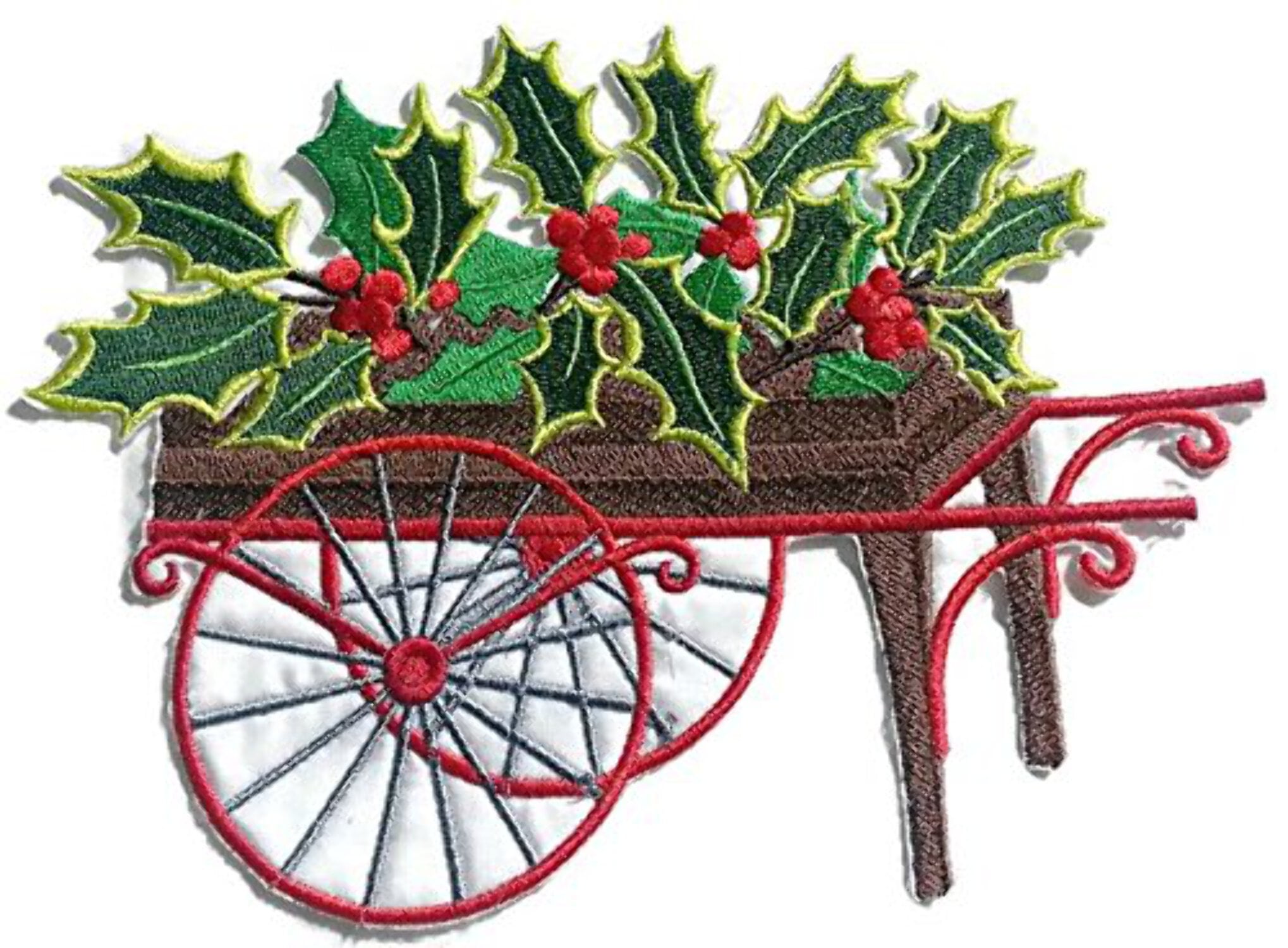 Custom Cart Flower Mistletoe Embroidered Iron on/Sew patch [8" X 6"]