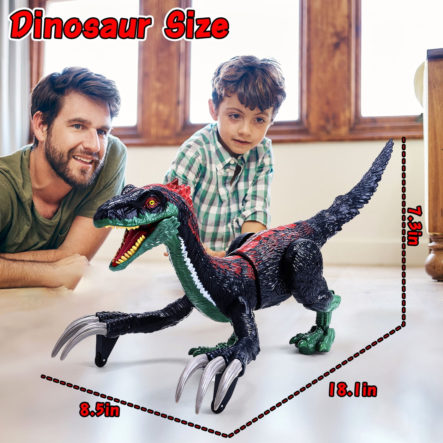 JoyStone Remote Control Dinosaur Toys for Kids - Realistic Walking, Roaring, Light & Spray, 18.2" RC Therizinosaurus Toys, Gift for Boys Girls Age 3+