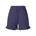 thumbnail image 6 of YMNXA Women's Summer Shorts Elastic Waisted Solid Color Straight Leg Ruffles Comfortable Fashion Shorts For Daily Wear,Blue,S, 6 of 7