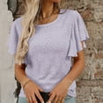 thumbnail image 6 of Womens Summer Tunic Tops Trendy Ruffle Short Sleeved Crew Neck T-Shirts Casual Flowy Classic Fit Blouses Outfit Workout Clothes, 6 of 8