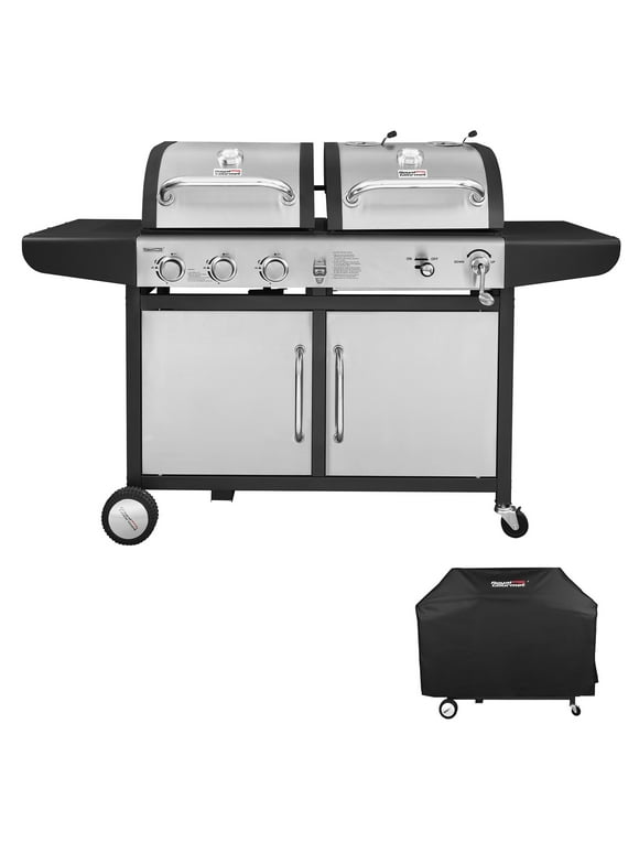 Royal Gourmet ZH3002SC 3-Burner 25,500-BTU Dual Fuel Cabinet Gas and Charcoal Grill Combo with Cover