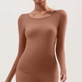 thumbnail image 4 of Fnooota Women's Thermal Tops, Stretch Long Sleeve Winter Warm Crew Neck Womens Base Layers Underwear Coffee Size XL, 4 of 9