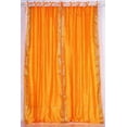 thumbnail image 3 of Lined Tie Top Sari Curtains 43" W X 24" L matching tiebacks- Handcrafted Pumpkin Indian Drapes with Lining, Offering Privacy and Insulation for Living Room/Bedroom/Dining Room, Sold in Pairs, 3 of 6