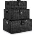 thumbnail image 1 of Homepeaz Juego de 3 cestas de almacenamiento tejidas, cesta de mimbre apilable con tapa y cerradura, asas de transporte integradas, organizador para guardería, armario de bebé, pañales, juguetes, casa, 1 of 5