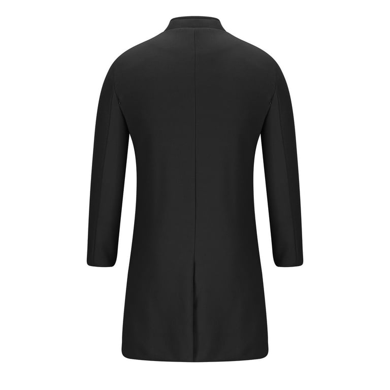 LOVZFMLL Trench Coat for Men Button Down Stand-Up Collar Long