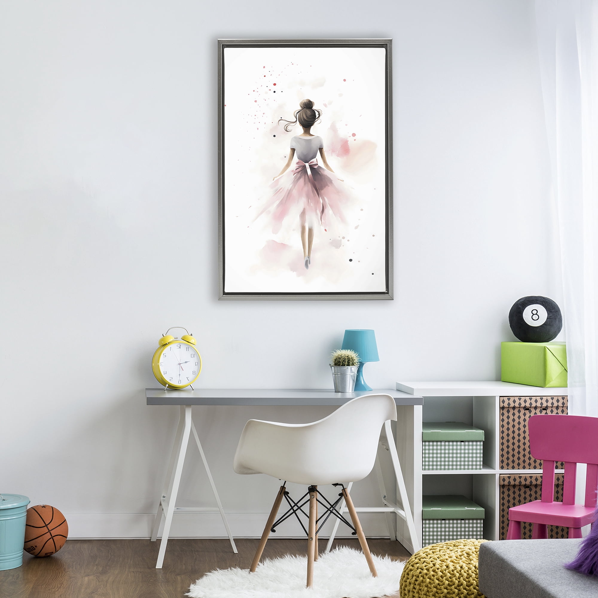 Stupell Industries Speckled Ballerina View Gray Framed Floater Canvas Wall Art, design by Creative Studio