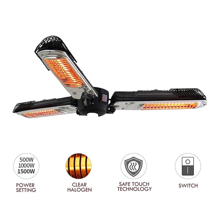 Arttoreal 1500W Foldable Electric Patio Heater Umbrella,Infrared Space  Heater with 3 Heating Panels,for Indoor or Outdoor Pergola Gazabo -  Walmart.com