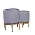 thumbnail image 6 of DecMode 16"W, 20"H, 14"W, 16"H Metal Contemporary Planter, Grey, 2-Piece, 6 of 13