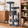 thumbnail image 4 of PAWZ Road 49 in Cat Tree for Medium Cats, Multi Level Tower with Two Hammocks, Condo and 4 Sisal Scratching Posts, Dark Gray, 4 of 14