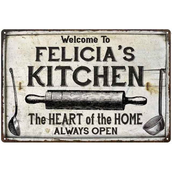 FELICIA'S Kitchen Farmhouse Sign 8 x 12 High Gloss Metal 208120033286