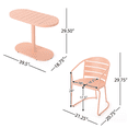 thumbnail image 3 of Tcbosik 3 Piece Bistro Set, 39.5" Oval Table and 2 Metal Chairs, Outdoor Furniture Set for Balcony, Poolside, Garden, Deck, Patio, Coral, 3 of 11