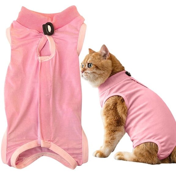 Tucknest Recovery Suit for Cats Dogs, Soft Breathable E‑Collar Alternative, Anti‑Licking Surgical Bodysuit for Spay Neuter Recovery, Pink, Size S