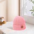 thumbnail image 3 of Cenuakty Parent-Child Beanie Hat Mother  Kids Winter Warm Cable Knit Hat Pig Nose Label Family Matching Crochet Cap, 3 of 5