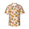 thumbnail image 1 of Balery Hamburger Pizza Camisas hawaianas de manga corta para hombre, camisas playeras de corte holgado, camisas de vacaciones con botones,X-Large, 1 of 7