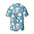 thumbnail image 6 of Lsque Panda Flying in the Sky print Men's Cuban Collar Short Sleeve Shirt Summer Beachwear Casual Button Down Fashionable Vacation Leisure Shirt-3X-Large, 6 of 7