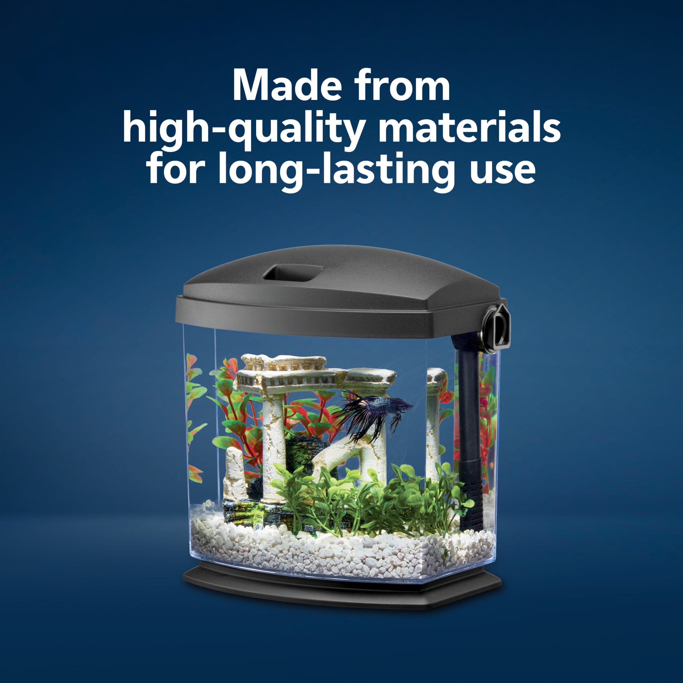 Aqueon BettaBow with Quick Clean Technology Aquarium Kit Black Black 1 Gallon
