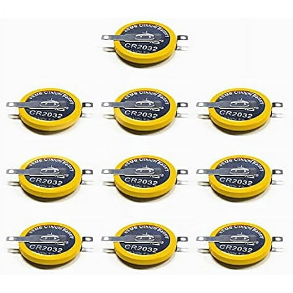 EEMB 10PACK Tabbed CR2032 Battery with Solder Tabs 3V Lithium Battery 2032 Coin Cell Lithium Batteries for Sensor Radio Gameboy Color Game Battery Replacement