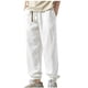 thumbnail image 1 of Pantalones largos para hombre, estilo fino, con sujeción en los pies, ventilación, sensación de suspensión, pantalones de lino para ocio, pantalones de poliéster para hombre., 1 of 4