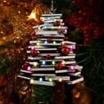 thumbnail image 2 of SLYNSHome Christmas Tree Shape Bookshelf Ornaments,3.1 Inch 2D Acrylic Flat Books Stacked Ornament Christmas Hanging Book Pendant for Holidays Indoor Outdoor Decoration Party Supplies, 2 of 5