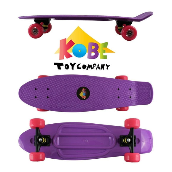 KOBE PENNY SKATEBOARD - 27" Deck - Retro Mini Cruiser - Waffle Surface - for Kids and Adults - Purple