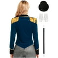 thumbnail image 2 of TiaoBug Womens Circus Jacket Coat Magic Show Outerwear Party Cosplay Costume with Accessories Set Dark Blue L, 2 of 7