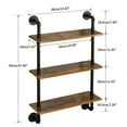 thumbnail image 7 of Floating Shelves, CoPedvic 3-Tier Wood Wall Bookcase Shelves Mounted for Bathroom, Bedroom, Rustic Brown, 7 of 7