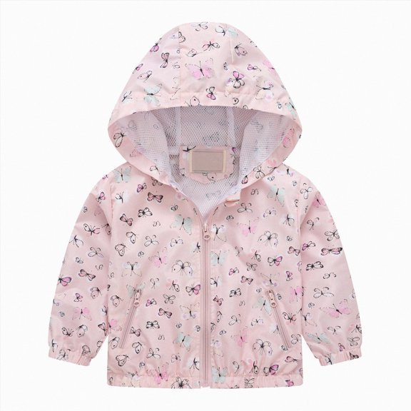 zuwimk Baby Windbreaker Jacket Toddler Kids Boys Girls Windproof Jacket Trendy Cute Cartoon Flowers Car Pattern Hooded Coat Rain Coat(10-12 Years,Pink)