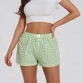 thumbnail image 3 of Women Shorts Plaid Print Button Front Pajama Bottoms Polyester Spandex Summer Sleepwear Beach Party Wear, 3 of 5