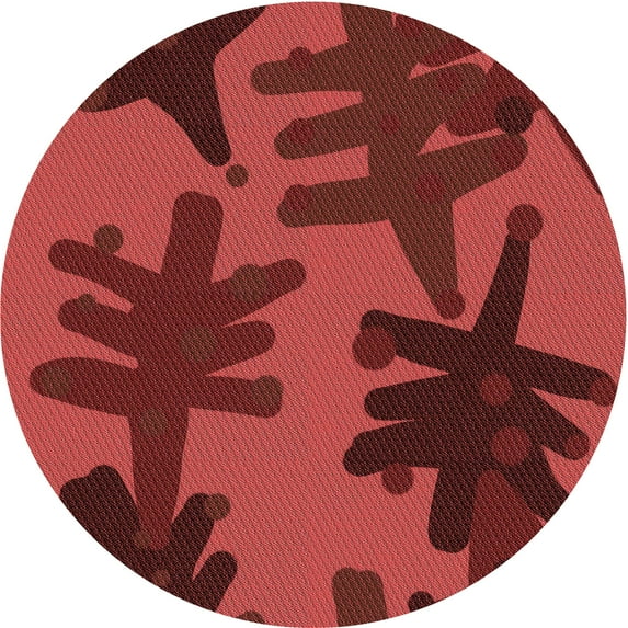 Ahgly Company Machine Washable Indoor Round Transitional Cranberry Red Area Rugs, 5' Round