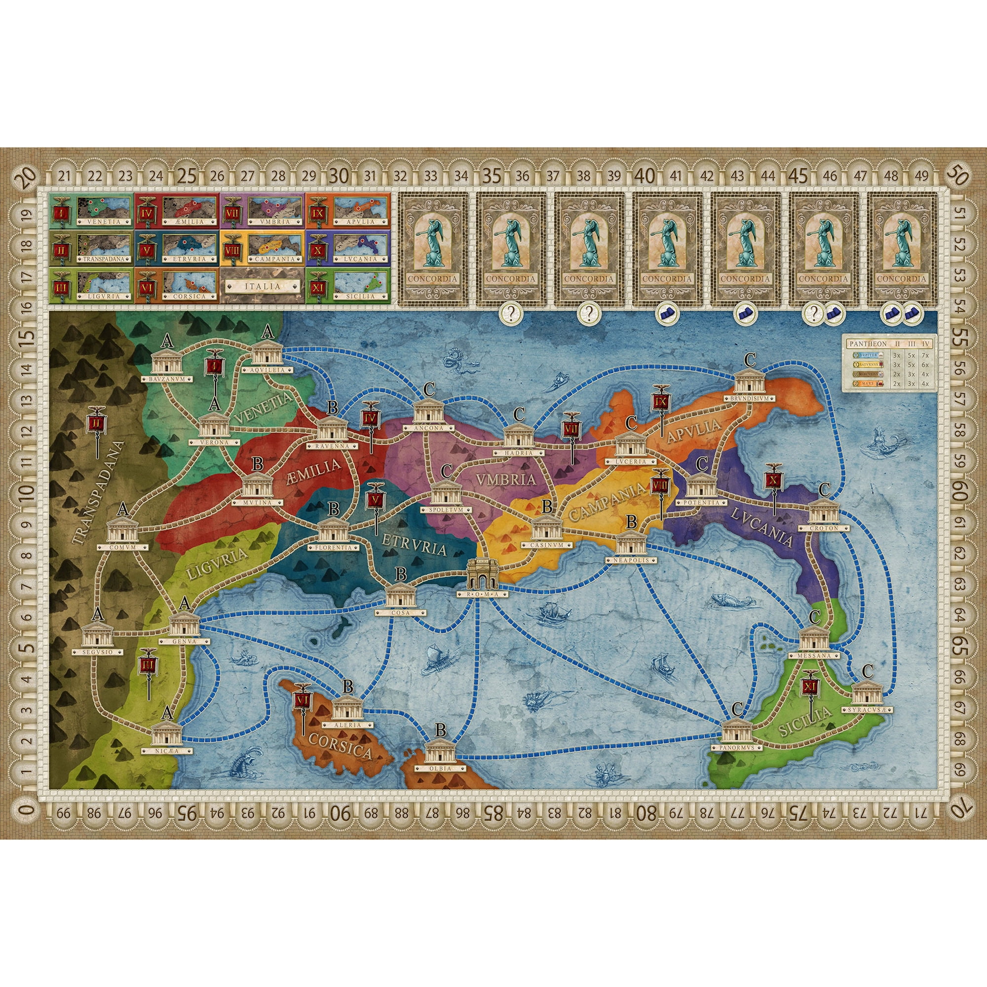 Rio Grande Games: Concordia - Historical Strategy Board Game, Build A Roman Dynasty, Fun Personality Cards, Peaceful Gameplay, Ages 12+, 2-5 Players