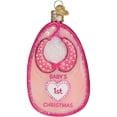 thumbnail image 2 of Old World Christmas Pink Baby Bib Glass Baby's First Christmas 32386, 2 of 7