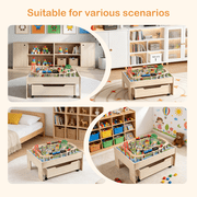 Redsmile Train Table with Electric Train,101 Pieces Wooden Train Set,3-in-1 Multicolor Kids Activity Table with Rolling Storage Drawer for Gaming, Drawing, Reading,Creative Toy Gift for Boys Girls